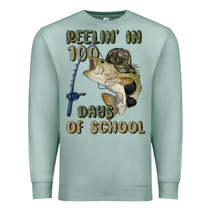 Reelin' In 100 Days Of School Premium Sweatshirt by MaliasSmallBusiness | Teevron