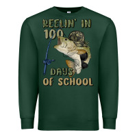 Sports Green reelin' in 100 days of school Premium Sweatshirt - MaliasSmallBusiness