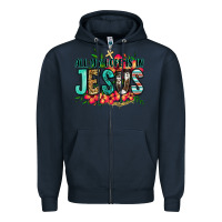 Navy all my hope is in jesus Zipper Hoodie - Jasminsmagicworld