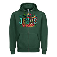 Sports Green all my hope is in jesus Zipper Hoodie - Jasminsmagicworld