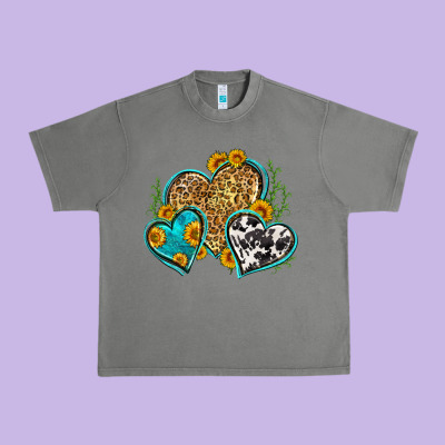Leopard Cowhide Hearts Urban Heavy Tee Designed By Zillion Design Studio