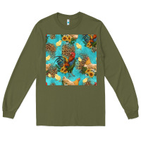 Army Green poultry animals seamless pattern Long Sleeve Tee - HRA Design Shop