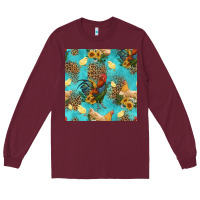 Burgundy poultry animals seamless pattern Long Sleeve Tee - HRA Design Shop
