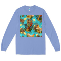 Colony Blue poultry animals seamless pattern Long Sleeve Tee - HRA Design Shop