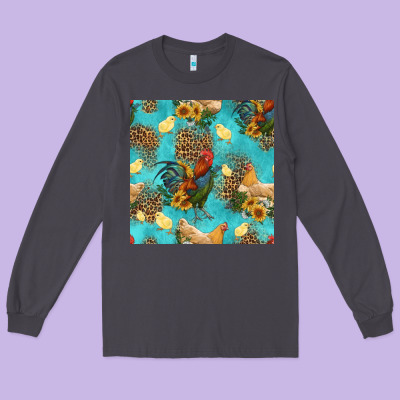 Poultry Animals Seamless Pattern Long Sleeve Tee Designed By Hra Design Shop