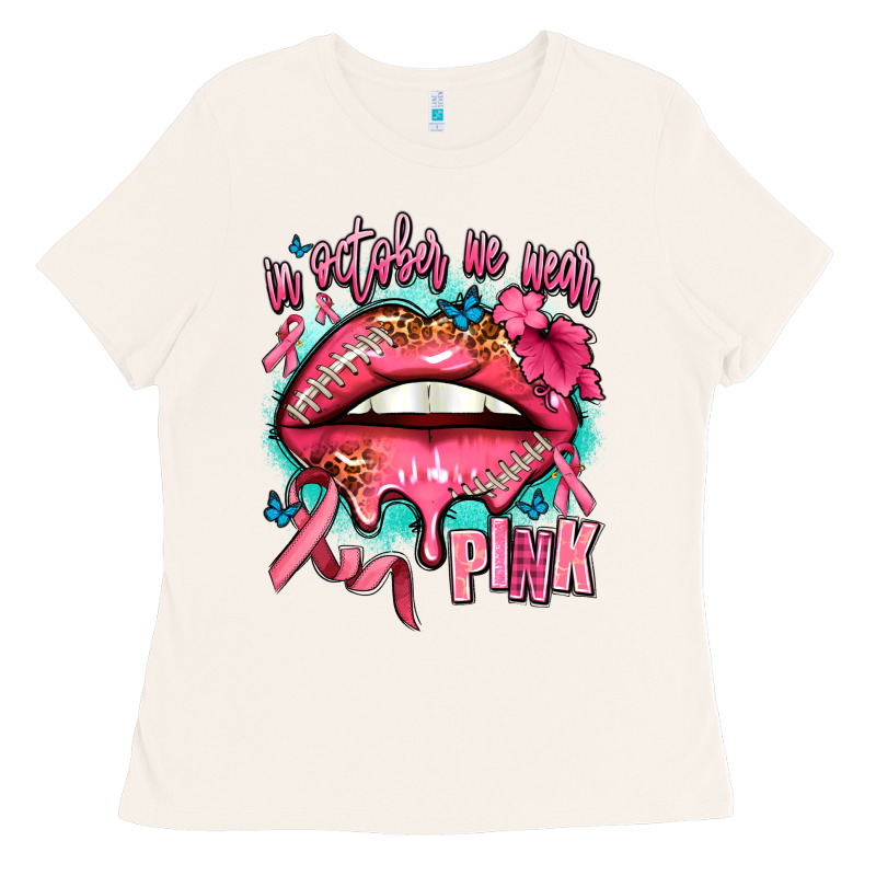 In October We Wear Pink  Lips Ladies Tee by AdoDesignShop | Teevron