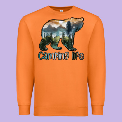 Camping Bear Premium Sweatshirt Designed By Maliassmallbusiness