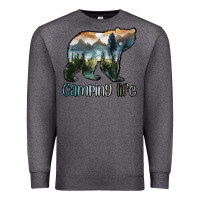 Charcoal Heather camping bear Premium Sweatshirt - MaliasSmallBusiness