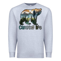 Heather Grey camping bear Premium Sweatshirt - MaliasSmallBusiness
