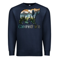 Navy camping bear Premium Sweatshirt - MaliasSmallBusiness