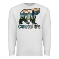 Oatmeal Heather camping bear Premium Sweatshirt - MaliasSmallBusiness