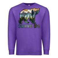 Purple camping bear Premium Sweatshirt - MaliasSmallBusiness