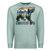 Seafoam camping bear Premium Sweatshirt - MaliasSmallBusiness