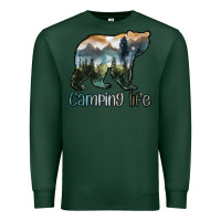 Sports Green camping bear Premium Sweatshirt - MaliasSmallBusiness