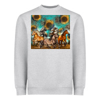 Heather Grey western horses Heavyweight Sweatshirt - Zillion Design Studio
