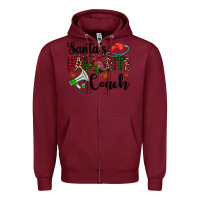 Burgundy santa's favorite coach Zipper Hoodie - AdoDesignShop
