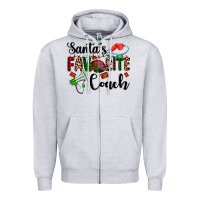 Heather Grey santa's favorite coach Zipper Hoodie - AdoDesignShop