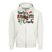 Oatmeal Heather santa's favorite coach Zipper Hoodie - AdoDesignShop