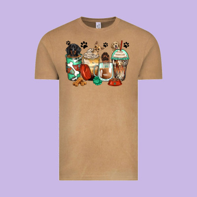 Dog Coffee Cups Vintage Tee Designed By Zillion Design Studio