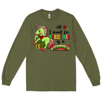 Army Green All I Want For Christmas Is A Unicorn Long Sleeve Tee - FaDigitalArtStudio