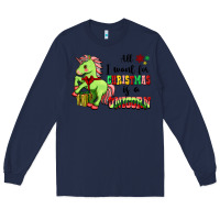 Navy All I Want For Christmas Is A Unicorn Long Sleeve Tee - FaDigitalArtStudio