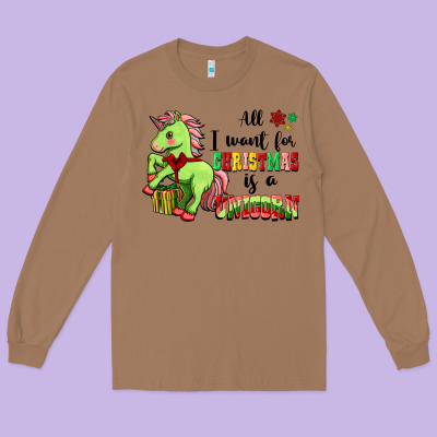 All I Want For Christmas Is A Unicorn Long Sleeve Tee Designed By Fadigitalartstudio