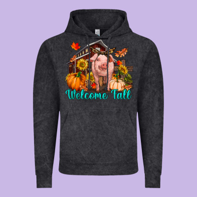 Vintage Hoodie Welcome fall pig