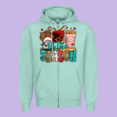 'tis The Season Baseball Game Zipper Hoodie Designed By Jasminsmagicworld