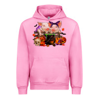 Fuchsia Pink halloween pigs Urban Hoodie - RanaPortraitStore