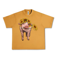 Peanut Butter pig with sunflowers Urban Heavy Tee - RanaPortraitStore