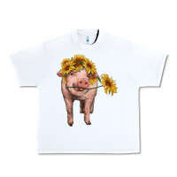 White pig with sunflowers Urban Heavy Tee - RanaPortraitStore