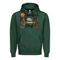 Sports Green santa's favorite chef Zipper Hoodie - AdoDesignShop