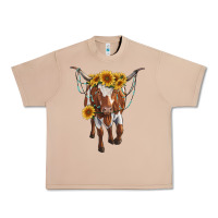 Burro longhorn cow with sunflowers Urban Heavy Tee - RanaPortraitStore