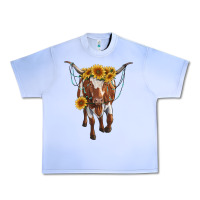 Grape Ice longhorn cow with sunflowers Urban Heavy Tee - RanaPortraitStore