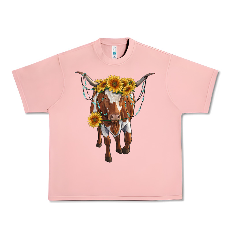 Longhorn Cow With Sunflowers Urban Heavy Tee by RanaPortraitStore | Teevron