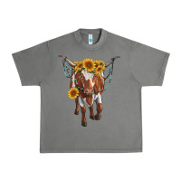 Tornado longhorn cow with sunflowers Urban Heavy Tee - RanaPortraitStore