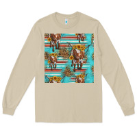 Mushroom longhorn bull seamless pattern Long Sleeve Tee - HRA Design Shop