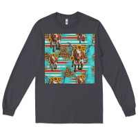Smoke longhorn bull seamless pattern Long Sleeve Tee - HRA Design Shop