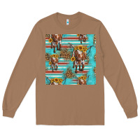 Toasted Coconut longhorn bull seamless pattern Long Sleeve Tee - HRA Design Shop