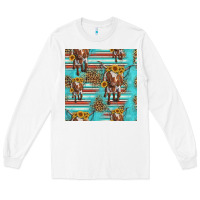Longhorn Bull Seamless Pattern Long Sleeve Tee | Teevron