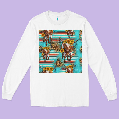 Longhorn Bull Seamless Pattern Long Sleeve Tee Designed By Hra Design Shop
