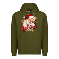 Army Green believe christmas santa claus Premium Hoodie - MaliasSmallBusiness