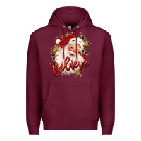 Burgundy believe christmas santa claus Premium Hoodie - MaliasSmallBusiness
