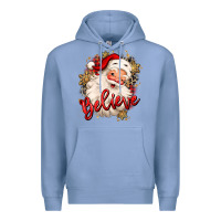 Colony Blue believe christmas santa claus Premium Hoodie - MaliasSmallBusiness