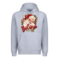 Heather Grey believe christmas santa claus Premium Hoodie - MaliasSmallBusiness