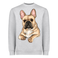 Heather Grey French bulldog sitting Heavyweight Sweatshirt - RanaPortraitStore