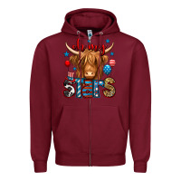 Burgundy oh my stars 4th of july shaggy cow Zipper Hoodie - Jasminsmagicworld