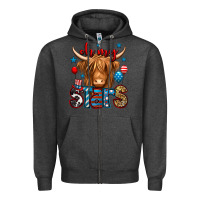 Charcoal Heather oh my stars 4th of july shaggy cow Zipper Hoodie - Jasminsmagicworld