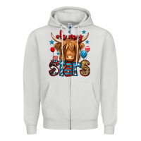 Oh My Stars 4th Of July Shaggy Cow Zipper Hoodie | Teevron