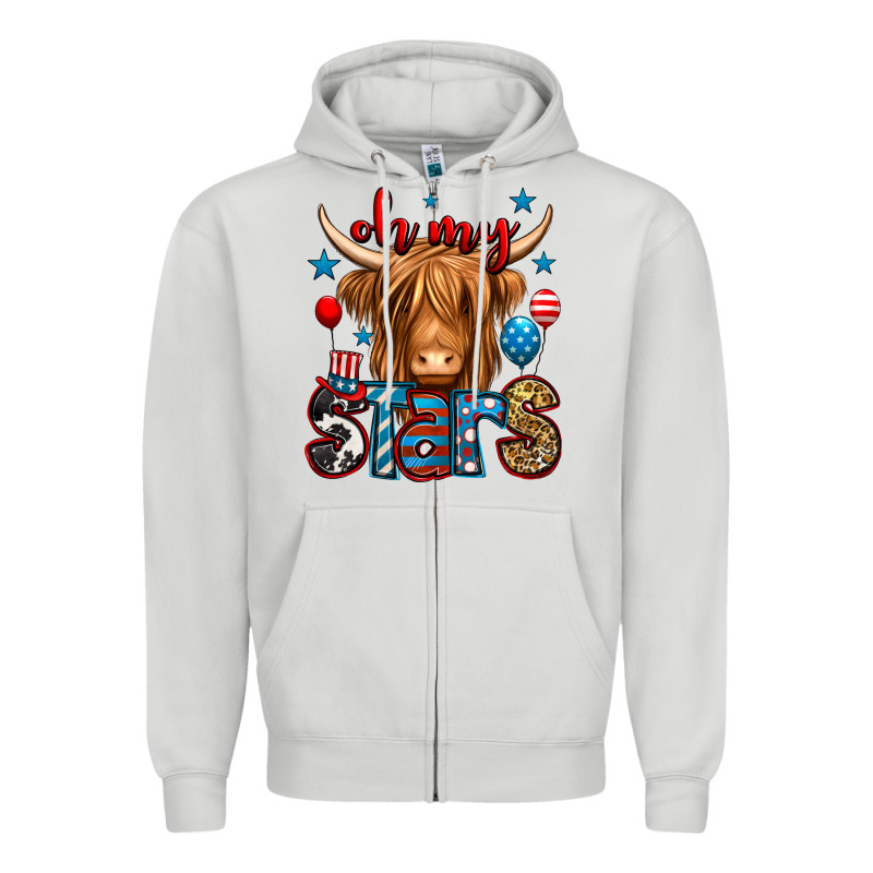 Oh My Stars 4th Of July Shaggy Cow Zipper Hoodie by Jasminsmagicworld | Teevron